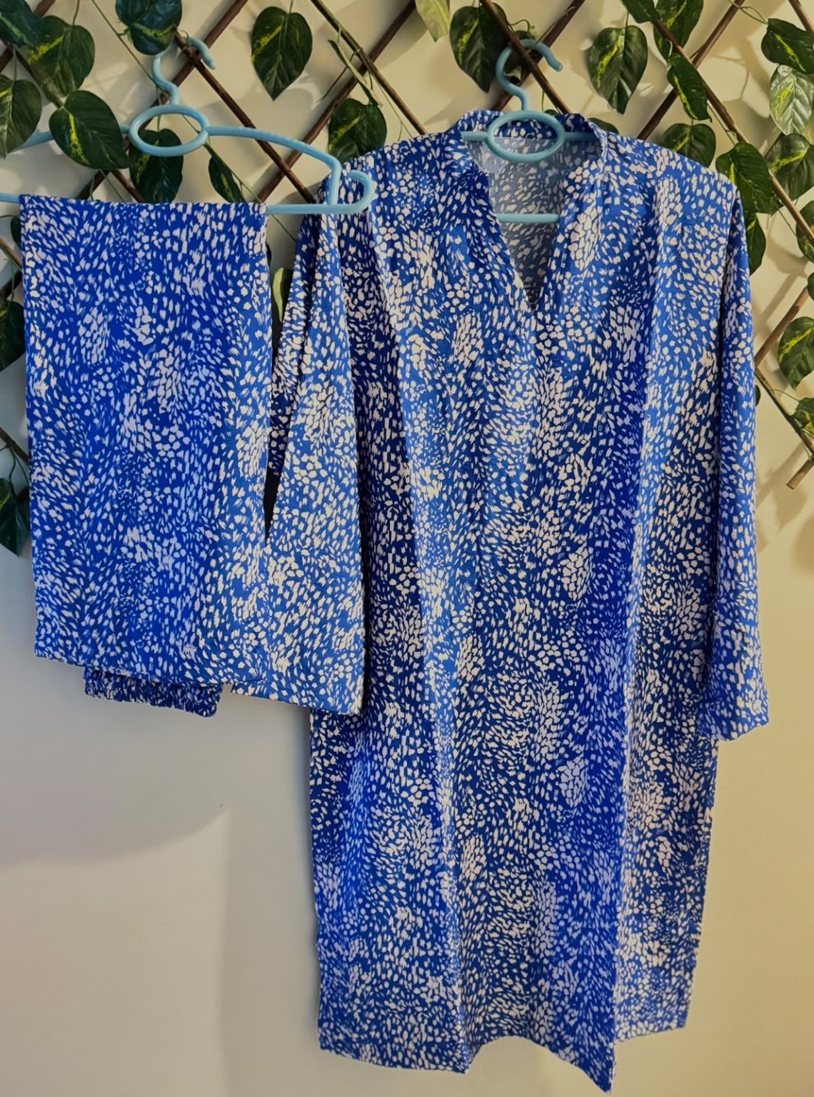Royal Blue Printed 2-Piece Suit flat lay